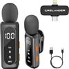 Crelander Mini microfono wireless professionale 3 in 1 per iPhone/Android/fotocamera, microfono lavalier Bluetooth, qualità del suono cristallina per registrazione, streaming live, clip per microfono