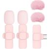 getuse Microfono lavalier wireless Plug & Play per telefono, riduzione del rumore, mini microfono per registrazione video, vlogging, podcast, ASMR (rosa, USB-C Furry)