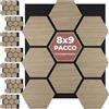 tectake® Set da 8 Pannelli Fonoassorbenti legno, 76 x 62 cm, Pannelli Decorativi per Pareti, Effetto Legno, MDF e Feltro, Assorbimento Acustico, Design Esagonale, Montaggio Facile - Rovere Scuro