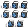 Oloaxolx 8pcs faro LED Par batteria 6 in 1 RGBWAUV DMX512 luce da palco con telecomando, 12 ore di durata della ricaricabile Uplight per DJ discoteca party KTV matrimonio compleanno