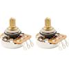 Musiclily Pro HD A250K Potenziometro Short Split Shaft 1/4 Pollici 2 Pezzi | Ottone,Logaritmico Pots ,per Chitarra Elettrica ST Tele PB JB Basso