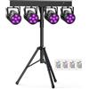 Oloaxolx 60 W Faretto LED Par Batteria Ricaricabile con supporto e telecomando, RGBWA+UV 6 LED Luce da palco DMX512 Luce festa per DJ Discoteca Matrimoni dal vivo Sala espositiva per interni ed estern