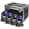 WZYBUTA Confezione da 4 faretti 150W Teste Mobili LED RGBW Beam Wash con 1 custodia Fly Case