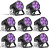 Oloaxolx 8 Pezzi 60W Batteria LED Par Faretto Ricaricabile, RGBWA+UV 6 LED Luce da Palco con DMX512 Telecomando Luce da Festa per DJ Discoteca Matrimoni dal Vivo Sala Espositiva per Interni ed Esterni