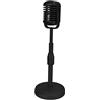 EBTOOLS Simulazione Microfono Vintage Prop Modello di Microfono Vecchio Stile con Base Stabile e Asta di Supporto Set di Puntelli per Microfono in Stile retrò per la Fotografia(Nero)