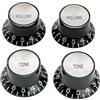 Musiclily Pro Mancino Metrica 18 Splines Manopole 2 Volume 2 Tono Top Hat Reflector Knobs per Epiphone Les Paul SG Style, Nero con Argento Top (Set di 4)