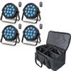 HOLDLAMP 4pcs 84W LED par faretti con borsa, 14 x 6W RGBW DMX LED da palcoscenico con telecomando, luci effetto arcobaleno, per bar, DJ KTV, discoteca, compleanno, feste, Halloween, Natale