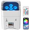 U`King UKing Lampada LED da 108 W, ricaricabile, RGBWA+UV disco luce da palcoscenico con telecomando, supporta 2,4 GHz/DMX, per DJ Party Matrimoni-Bianco