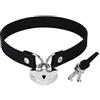 Dishowme Collana con colletto girocollo con lucchetto Collana con cuore in pelle con chiave di blocco Punk Cat Kitty Lolita Catena di gioielli per donne Ragazze (Nero)