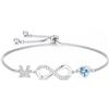 Turandoss Braccialetto Infinity da donna e ragazza, placcato in oro bianco 14 carati, con zirconia cubica, regolabile, con lettere dalla A alla Z, regalo di compleanno per donne, ragazze, fidanzate