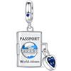 Rimgoris 925 Charm in argento sterling per le donne Bracciali Collana Passaporto da viaggio Macchina fotografica bussola Batteria Vita Auto & Casco Aereo Globo Valigia Dangle Charm Gift