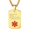 Custom4U Collana con Ciondolo con Targhetta Personalizzata Medica Collana ID Sportiva Identificativa Gioielli per Farmaci Allergici Catena Regolabile Colorfast Antiallergico Acciaio Inox