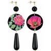 IN Lebole Collezione The Circle DPGOR01 Fiore Rosso Orecchini da Donna in Ottone Pietra Nera