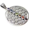 Silberschmuck - BG Ciondolo chakra a forma di fiore della vita, 3 cm | simbolo di protezione, con pietre chakra