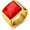 Custom4U Anello con Pietra Portafortuna 12 Mesi Birthstone Colorati Nome Testo Laser Incisione Granato/Ametista/Acquamarina/Alexandnte/Rubino/Topazio Regali Creativi per Uomo Donna Placcato Oro