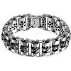 Flongo Bracciale da Uomo Largo Pesante Bici in Acciaio Inox Lucidato Gotico Biker Skull Bracciale con Catena a Maglia Regalo Colore Scelta