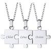 Custom4U Collana Set Puzzle jigsaw Collana Combinazione BFF Amici Collana Famiglie Coppie Personalizzata 2/3/4/5/6/7/8 Pezzi Collana Testo Nome Laser Acciaio Inox Oro Colorfast Antiallergico