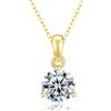 PAKORIO Collana pendente solitaria moissanite rotonda classica elegante donna, 1ct/2ct VVS1, placcata oro 14K, ipoallergenica, catena regolabile 40-45cm, anti-ossidazione, regalo