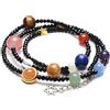 JOVIVI, bracciale con pietre preziose, energetico, con sistema solare, collana, colore nero