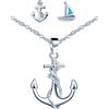 Yumilok-Collane da donna, orecchini a perno in argento sterling S925, orecchini con ancora e vela, collane con zirconi incastonati, lunghezza regolabile