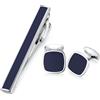 HONEY BEAR Gemelli Fermacravatta Set da Polso Uomo - Piazza Camicia per Matrimonio Commercio Regalo,Blu marino