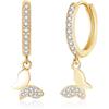 Kamise Orecchini a cerchio in argento Sterling 925, da donna, ipoallergenici, con ciondolo a forma di stella, a forma di cuore, farfalla, orecchini a cerchio con zirconi