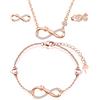 INFINIONLY Parure di gioielli, Bracciale Orecchini Collana ciondolo da donna ragazza, Collana Bracciale Orecchini in argento 925, Set di gioielli con simbolo dell'infinito e gatto carino, oro rosa
