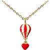 Hiqmic Collana in argento Sterling 925 con ciondolo a forma di mongolfiera a forma di cuore rosso placcato in oro bianco, gioielli da 40,6 a 45,7 cm, WA99117, Argento