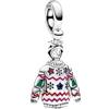 Feitery Maglione di Natale Charms Compatible with Pandora Braccialetti Giorno di Natale Bead Charm da donna