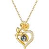 Custom4U Collana Personalizzata per Donne, Collana a Proiezione Oro/Argento Ciondolo Cuore con Foto all'Interno, Catena in Ottone 40+5cm Gioiello Regalo per Mamma Figlia Moglie in Anniversario