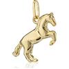 NKlaus ciondolo a catena cavallo in corsa 375 oro giallo 9 carati 20x11,3mm cavallo piccolo amuleto lucido 5649