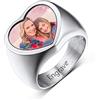 Custom4U Anelli con Foto per Uomo Donna Ragazzo Acciaio Inossidabile/Placcato in Oro/Nero Rotondo/Cuore/Quadrato Anelli Personalizzati con Sigillo Misura IT 09-32 con Confezione Regalo