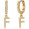 MYEARS Orecchini a cerchio da donna in oro Huggie, con iniziale, con zirconia cubica a goccia, in oro 18 carati, piccoli e delicati, ipoallergenici, regalo personalizzato - 26 lettere