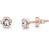 DTPsilver® Orecchini Donna Oro Rosa con Brillantini Punto Luce di Vero Cristallo 4 mm - Orecchini Punto Luce Oro - Orecchini Colorati - Orecchini Piccoli Oro Rosa - Orecchini Lobo Donna