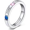Custom4U Anello Donna con Gemma Pietre Natale 12 Mesi Argento Oro 1/2/3 Nome Personalizzabile Misura IT 09-24 Anello Antiallergico Regalo Per Mamma Amici Amante Compleanno