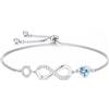 Turandoss Braccialetto Infinity da donna e ragazza, placcato in oro bianco 14 carati, con zirconia cubica, regolabile, con lettere dalla A alla Z, regalo di compleanno per donne, ragazze, fidanzate