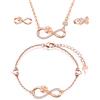 INFINIONLY Parure di gioielli, Bracciale Orecchini Collana ciondolo da donna ragazza, Collana Bracciale Orecchini in argento 925, Set di gioielli simbolo dell'infinito e trifoglio fortunato, oro rosa