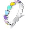 Chengxun Anello in argento Sterling 925 colorato a forma di cuore per donne e ragazze, idea regalo di compleanno, 8, Argento Sterling