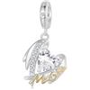 Fanona Ciondolo di ali d'angelo per la mamma per bracciale Pandora, Charm a forma di cuore in argento sterling 925, Regali di gioielli per la festa della mamma per mamma, figlia