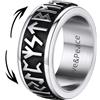 Supcare Vichinghi Anello Antistress Uomo Girevole, Anelli Uomo Acciaio Argento/Nero, Misura 14-32 Vintage Anello Personalizzato Incisione con Rune Vichinghe/Nodi Celtici, Confezione Regalo
