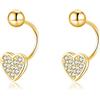 SLUYNZ Argento Piccola CZ Mezzo cerchio del cuore Orecchini per le donne Ragazze adolescenti Mezzo cerchio d'amore Orecchini Cartilagine Elica Piercing Palla Borchie (B-Gold)