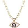 kelistom Collana da donna con ciondolo a forma di occhio di malocchio, placcata in oro bianco 14 carati, con intarsio di zirconia cubica, collana ro da 3 mm, 45,7 cm