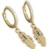 LAYCHEN Orecchini Pendenti con Pendente in Piuma di Zircone di Colore Francese di Lusso in Argento Sterling 925 Regalo di Gioielli da Donna della Boemia