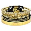 Cutenation La Corona Bracciale Imperiale Oro 18K Gioielli Lusso Con Perline Rame Di Zirconia Cubica E Carm Moda Per Uomo Donna