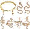 NICENEEDED 6 pz Set di Gioielli Serpente, Collana con Anelli per Orecchini A Forma di Serpente In Oro, Decorazione di Halloween Gotico Punk Dei Gioielli Del Serpente di Stile Dell'Egitto