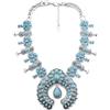 Niaspi Collana etnica bohémien con fiore turchese, stile bohémien, esagerato, art déco, con pietra portafortuna blu, per donne, retrò, ossidato, Bollywood, intagliato, a ferro di cavallo, con ciondolo a