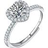 HEEYA 925 Sterling Silver Rings for Women Girl, Moissanite/Cubic Zirconia Adjustable Engagement Wedding Eternity Promise Rings, Bridal Ring Round/Heart/Square, Anniversary Jewellery Gifts with Box