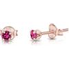 DTPsilver Punto Luce Orecchini Donna Oro Rosa - Piccoli e Rotondi Con Brillantini Colorati di Vero Cristallo - Placcati Oro Rosa - a Lobo