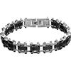 K JEWELS - White Fiber Chain, bracciale da uomo in acciaio con fibra di carbonio, lunghezza 22 cm, Meccanica Line