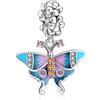 Rimgoris 925 Argento Sterling Charm Donne Bracciali Collana Lucciola Bagliore di Notte Solido Coniglio Cuore Rosa Giorno della Mamma Uovo di Pasqua Libellula Smalto Libellula Uccello Colibrì